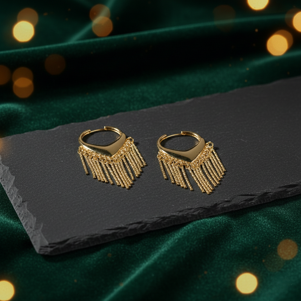 Tassle Heart Earrings - Gold